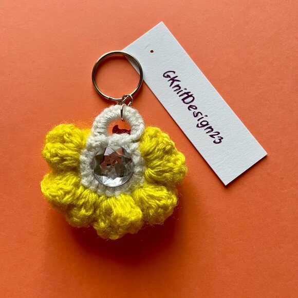 Handmade Bag Charm, Crochet Keychain Charm, Happy Dock Charm - Picture 2 of 6